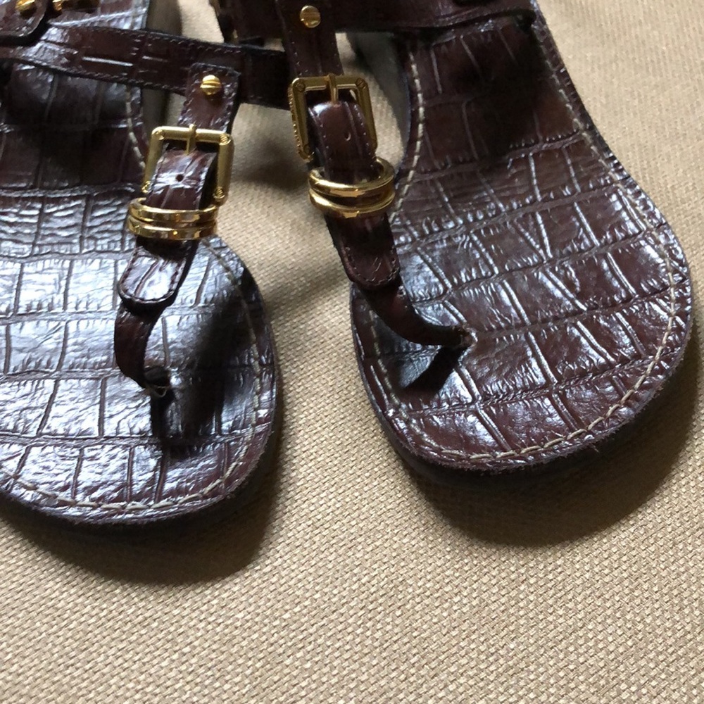 TORY BURCH brown thong gold accent sandals, 7.5 - Picture 5 of 10